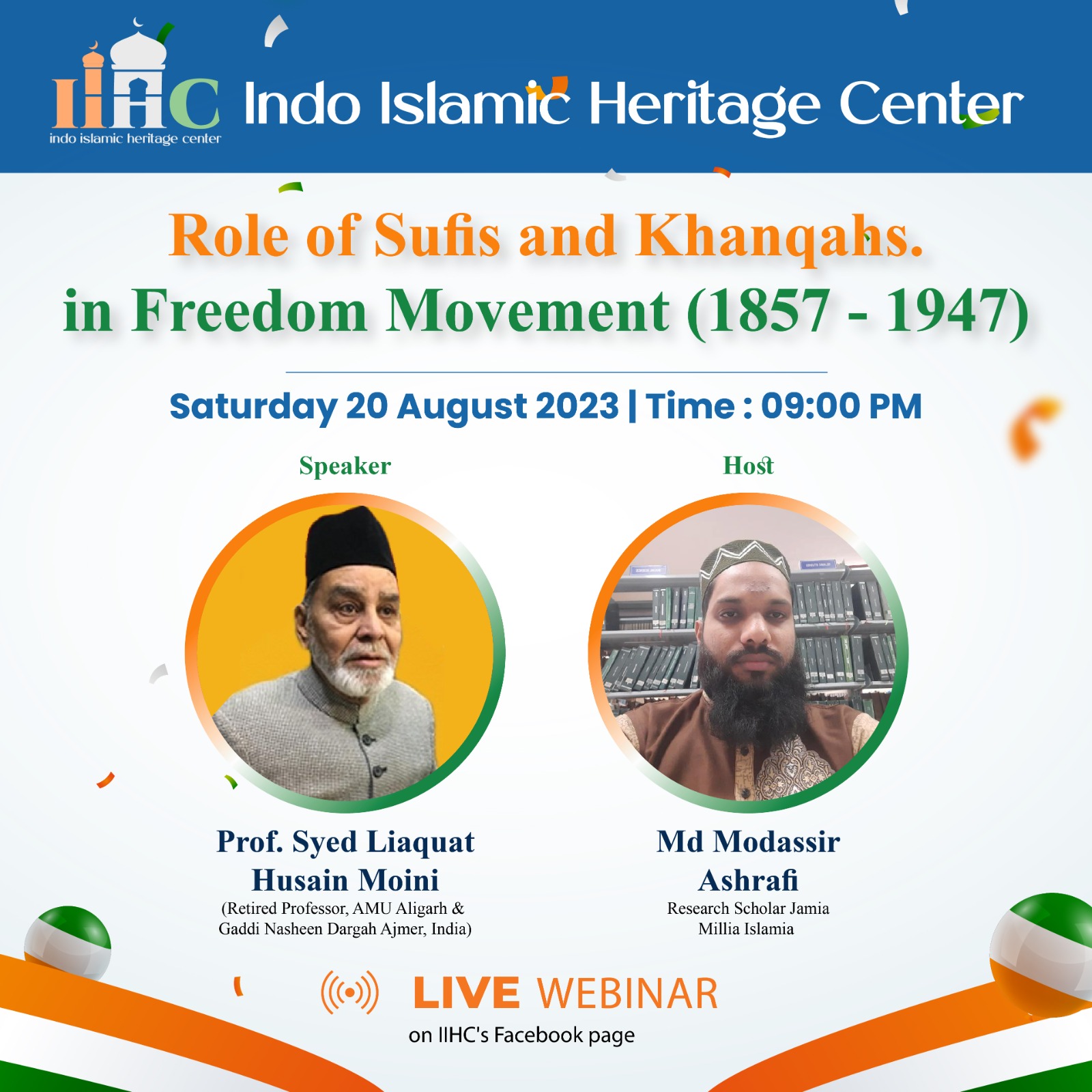 Webinar on  “Role of Sufis and Khanqahs in Freedom Movement (1857-1947)”